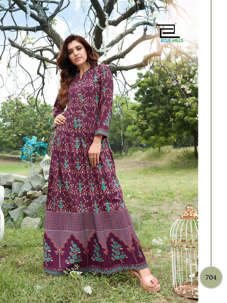 blue hills walkway 7 nx 2 Latest Fancy Designer heavy rayon long gown style kurti